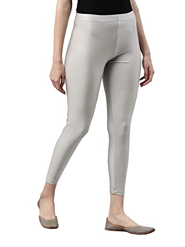 Image of GO COLORS Ankle Length Mid Rise Shimmer Leggings for Women