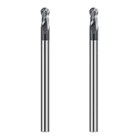 CREEYA 2 stücke Hartmetall Kugelkopffräser 4mm, 2 Zähne/2 Schneiden CNC Kugelfräser, HRC 55, AlTiN Schwarz Beschichtung, VHM Radiusfräser 4mm Für Stahl Metall Holz Acryl Kunststoff (Ø 4mm)