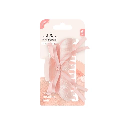 invisibobble - CLIPSTAR L Coquette Girl - Grande pinza per capelli rosa con fiocco - Clip Claw elegante, femminile e di tendenza, con tenuta sicura e rispetto per i capelli