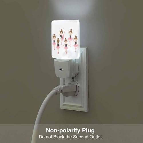 Image of LED Night Light,Cute Ballerina LED Night Light Plug into Wall with Dusk to Dawn Light Sensor White Energy Efficient Nightlight for Bedroom Bathroom Hallway Living Room Kitchen