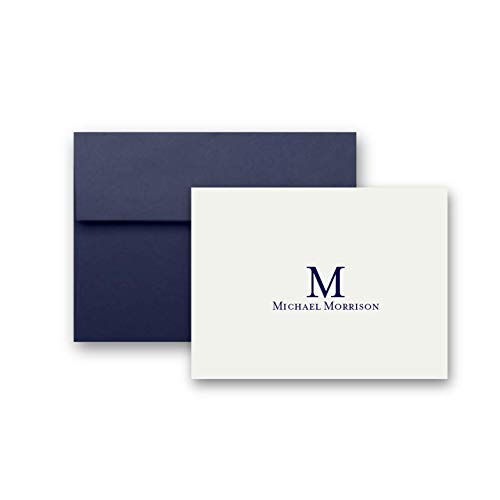 Mens Personalized Stationary Folded Note Cards - Stationery Gift Set for Men, Set of 10 Notecards with matching envelopes, Choose your Color
