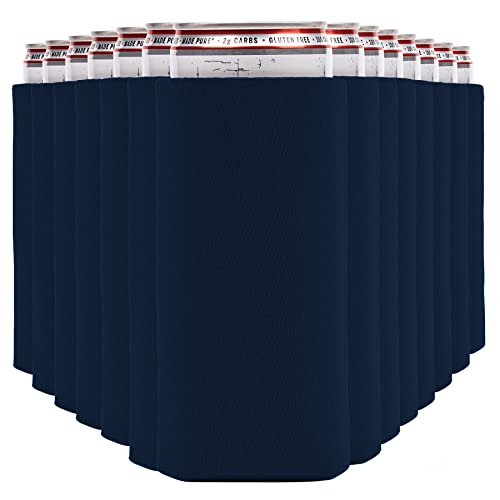 Image of Slim Can Cooler Sleeves (14-Pack) Soft Slim Can Koolie for White Claw Seltzer & Slim Beer - HTV Blanks for Vinyl Projects - Skinny Can Koolies Bulk - Tall Can Coolies for Slim Cans (Navy Blue)