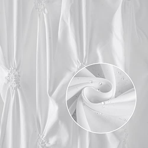 Jslove 2 Pcs Shower Curtain Sets With Rugs - Pinched Pleat Farmhouse Shower Curtain Elegant Shabby Chic Decor For Bathroom White Standard 72" X 72" #TOP1
