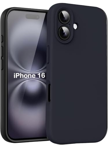 Image of mobistyle Designed for iPhone 16 Plus | Soft Silicone Liquid Protective | Microfiber Lining Phone Back Cover Case for iPhone 16 Plus (Black)