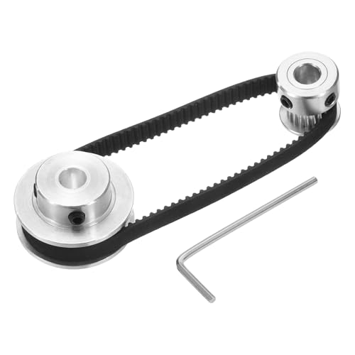 uxcell GT-2 Synchronous Wheel 20&40 Teeth 6.35mm Bore, Aluminum Alloy Timing Pulley Wheel with 1Pcs Length 200mm, Width 6mm Belt for 3D Printer, CNC Machine (20-40T-6.35B-6)