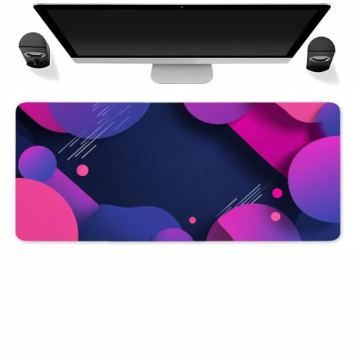 Grand tapis de souris gaming XXL 1200x600mm avec bords cousus antidérapant, cercles violets