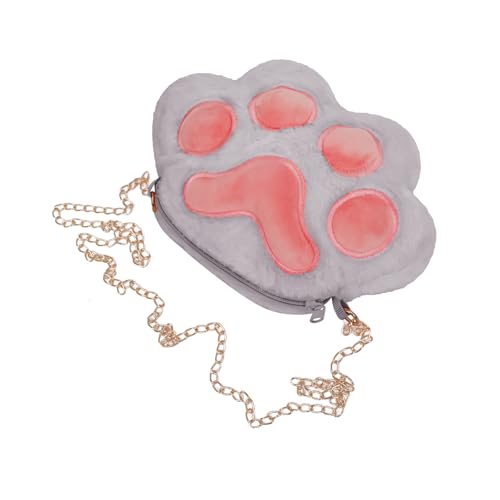 Women’s Cartoon Plush Cat Paw Shaped Crossbody Faux Fur Bear Claw Shoulder Bag Fluffy Knapsack Travel Sling Bag2