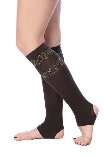 Image of Tipi Toe Women's Stirrup Yoga Socks, Lightweight Knee-High Leg Warmers, Open Heel Non-Slip Design. Ideal for Yoga & Dance