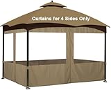 SCOCANOPY 10' x 12' Clear Window Gazebo Privacy Curtain Set for Lowe's Allen Roth 10X12 Gazebo Model #GF-12S004B-1 / GF-12S004BTO/ TPGAZ17-002,(Khaki)