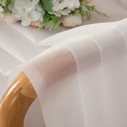 Image of OVZME Ivory Sheer Curtains 78 Inches Long 2 Panels - Soft Light Filtering Window Sheer Panels for Living Room /Bedroom, Top Dual Rod Pocket, 1 Pair, Each 42Wx78L Inches