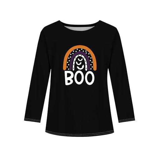 Girls Halloween Shirt Long Sleeve Graphic Tee Cute Casual Pullover Fall Top for Kids Holiday Outfit2