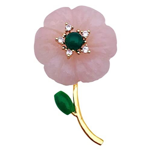 Inghome Natural Madagascar Pink Crystal Chinese Style Brooch Corsage Pin Female Cheongsam High-End Clothing Accessories #TOP26