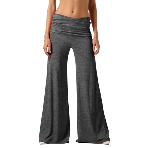 Pantalon de yoga souplesse exceptionnelle avec taille plissée repliable et tissu doux