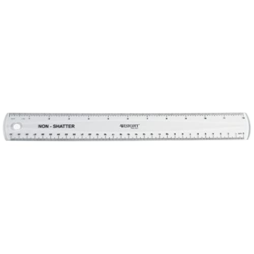 Westcott English and Metric Shatterproof Ruler, Clear, 12