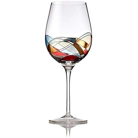 Bezrat Red Wine Glass, Hand Painted Wine Glass, Drinkware Essentials, 11" H, 28oz Wine Lover Large Wine Glass, Glassware Gifts Ideas for Women Inspired by The 'Duomo di Milano' Cover