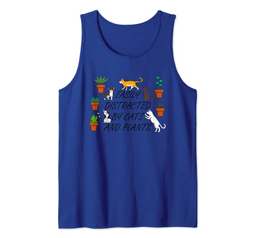 Cats and Plants Funny Gardening for Gardener Tank Top, Blue