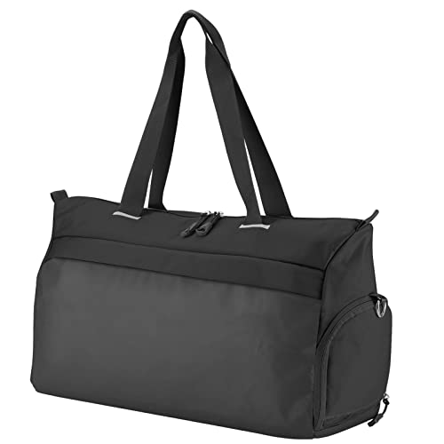 Sac de Sport avec Compartiment pour Chaussures et Pochette pour Vêtements Mouillés, zootop 35L Sac de Sport Durable Petit Sac de Week-End avec Bandoulière Sacs de Voyage Imperméables(Noir) Cover