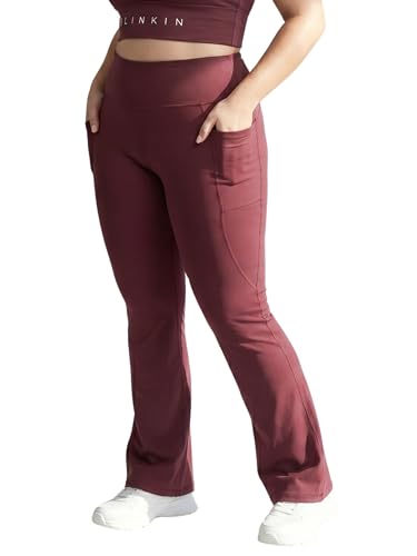Image of BLINKIN Plus Size Flared Gym Pants for Women - Workout Yoga Pants for Woman - Ultimate Flare Bootcut Track Pants Womens Activewear(M-7XL)