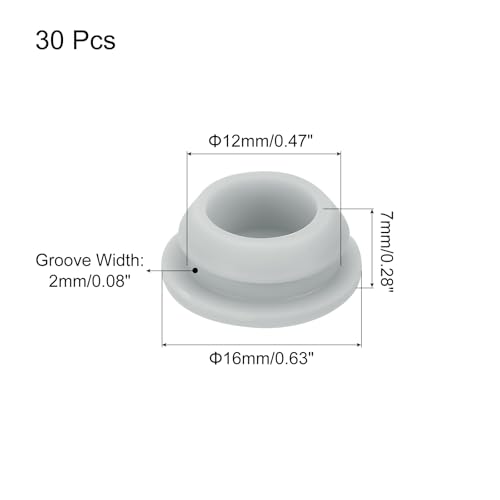 Image of MECCANIXITY 30pcs Silicone Snap in Locking Hole Plugs,12mm /0.5 Inch Mounting Diameter Narrow Groove Width 2mm Panel Seal Cover Round for Kitchen Bulkheads Waterproof Sealing Plugs Grey
