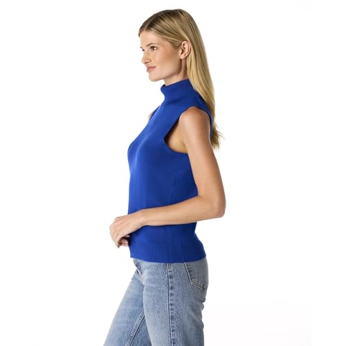 Image of Cable & Gauge Sleeveless Turtleneck Sweater - Chic Mock Neck Tank Top, Perfect for Layering & Year-Round Wardrobe Essentials
