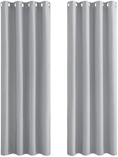 PONY DANCE Blackout Curtains Eyelet Top - Window Treatment Curtain 2 Panels Energy Saving Home Decorative Door Curtains, 46 inch x 90 inch (Width x Length), Silver Grey