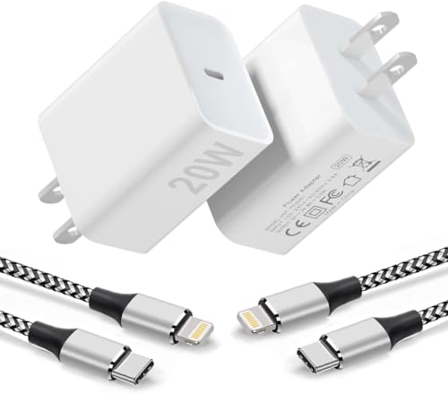 iPhone Charger Fast Charging,【Apple MFi Certified】 20W Type C Fast Charger Block with 6FT USB C to Lightning Cable for iPhone 14/13/13 Pro/12/12 Pro/12 Pro Max/11/Xs Max/XR/X,iPad (Silver, 2P)