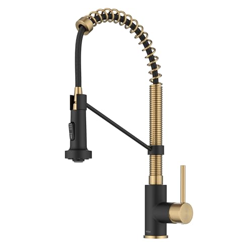 Kraus Bolden 2-Function Pull-Down Kitchen Faucet (Brushed Brass/Black) KPF-1610BBMB