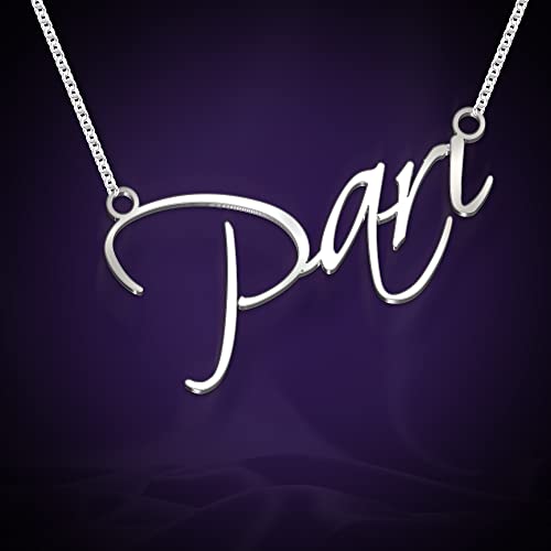Image of Pari Cursive Gold & Silver Name Pendant Necklace, Best Jewelry Gift for Girls.
