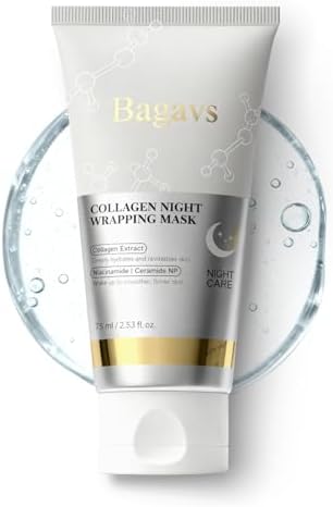 Collagen Night Wrapping Face Mask–Peel Off Face Mask with Hydrolyzed Collagen,Sodium Hyaluronate,Niacinamide,and Ceramide NP for Hydrating, Firming and Brightening Skin,Suitable for All Skin Types