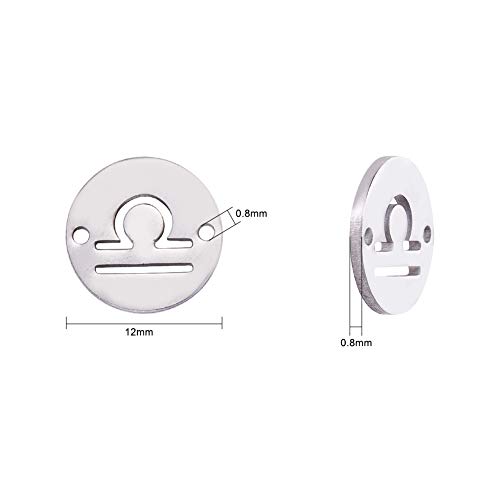 Airssory 12 Pcs Twelve Constellation Filligree Zodiac Signs Astrology Luck Charm 2-Holes Double Sides Links/Connectors Flat Round Shaped in Bulk for Jewellery Making - Image 2