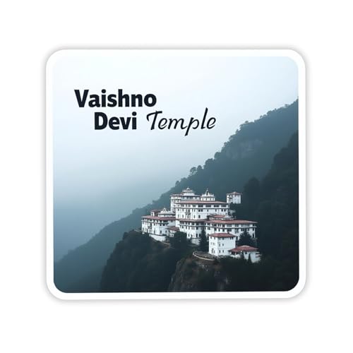 Image of Naxon Vaishno Devi Temple Theme Souvenir Wooden Fridge Magnet for Refrigerator - Printed Fridge Magnet for Kitchen & Home Decor | Perfect Souvenir Gift | Size 3x3 in | Pack of 1