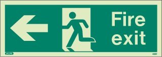 Jalite Photoluminescent Fire Exit Arrow Left Safety Sign