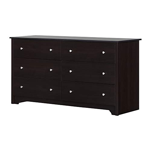 South Shore Vito Collection 6-Drawer Double Dresser, Chocolate with Matte Nickel Handles