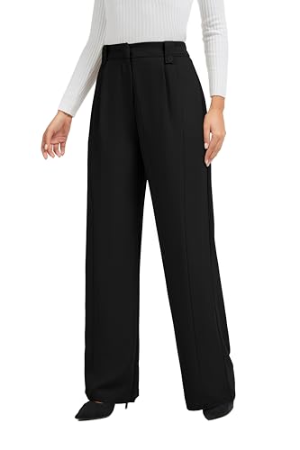 FUNYYZO Casual Pants for Women Business Office Dress Pants Wide Leg Trousers with Pockets4