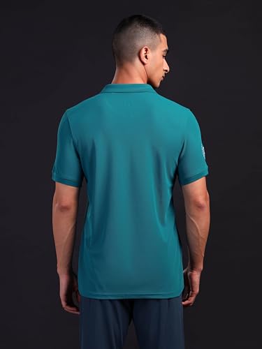 Image of TECHNOSPORT Men's Solid Polo T-Shirt MATPIQ Quick Dry Slim Fit Sports Tee for Gym Casual Smart Wear UPF50+ Anti Odour