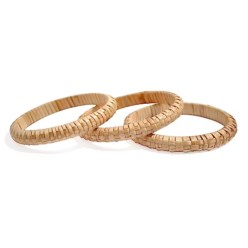 Pure Hands Eco-Svelte - Set of 3 Natural Narrow-Width Half-round Rattan Bracelets for Women | Handwoven Bamboo Cane Bangle (Medium Hand Size) 6