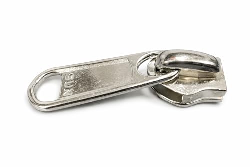 Image of Durable Zip Runner for Bag Zip 3 Sizes No. (5, 8, 10) Each Size 3 Runners (Pack of 9) | Smooth Metal Slider for Bags, Purses, Jackets & Luggage | Zip Puller Replacement