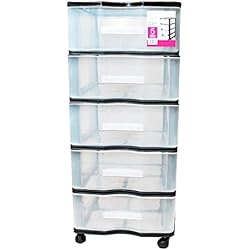 Cajoneras De Plastico Usadas Tradineur - Cajoneras de plástico negro 5 cajones con ruedas 85 x 38 x 39 cm