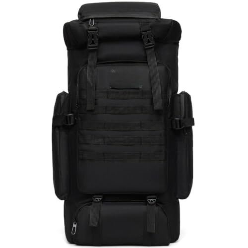 Mochila Tática 70L Grande Capacidade para Camping Caminhada Viagem Impermeável(Preto)