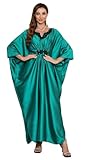 RanRui Women's V Neck SILK LACE Pleated Kaftans mrs Roper Outfit Plus Size & Petite momo Dresses Kaftan Dresses 70s Mumu Rayon Embroidery Dubai Outfits mrs Roper Caftan Loungewear 5014-0