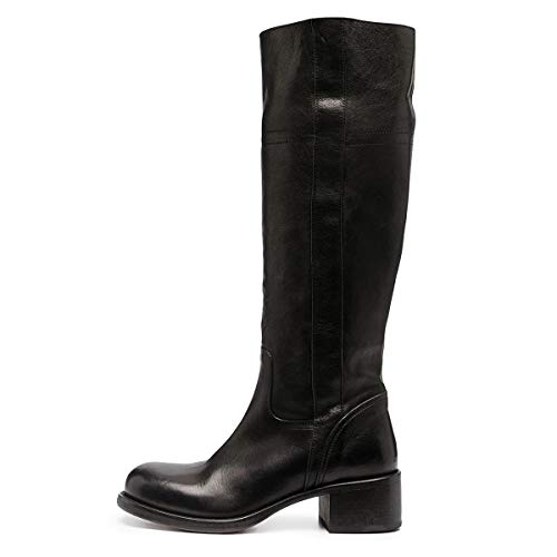 FOWT Women Wide Calf Low Chunky Heel Knee High Boots Zip-up Round Toe Western Riding Boots Pull On Fall Winter Shoes for Ladies US Size 4-162