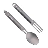 NEXTOO L Titanium Spoon & Fork/Portable/Ultra-Lightweight/Outdoor Camping/Cookware/Backpacking...