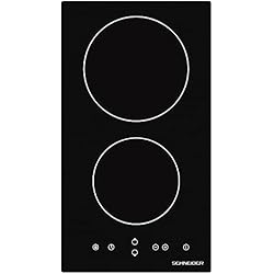 Vitro 2 Fuegos Placa Vitrocerámica Schneider SDV30S, 2 fuegos, 30 cm, 3000W, control táctil, negro