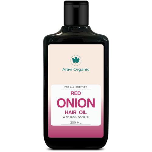 Aravi Organic Onion Black Seed Hair Oil - 200 ml | Onion Hair Oil For HAir Growth & Natural Hair Care | Onion Oil For Hair Growth For Women