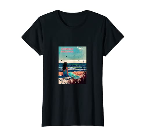 Beach Summer Paradise Vacation Vibes Aquarell Tee Print T-Shirt