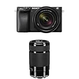 Sony Alpha 6400 APS-C Spiegellose Kamera mit 18-135mm Objektiv (Schneller 0,02s Autofokus mit Augenerkennung, 4K-Video und neigbares Display für Vlogging) + SEL55210