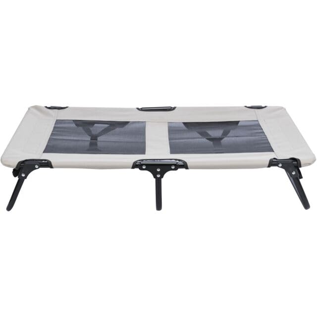 TRIXIE Leżak dla psa Strong Edition w kolorze beżowym/czarnym – stabilny i wygodny leżak dla psów do 35 kg – składany i łatwy w pielęgnacji – 120 × 19 × 70 cm – 28213