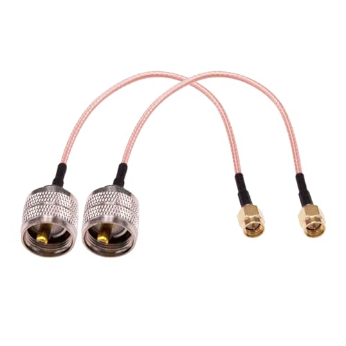2 cables coaxiales SMA macho a UHF macho 20 cm miniatura 1