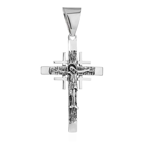 Croix en argent 925 massif NKlaus pendentif d'orfèvrerie aux détails ciselés