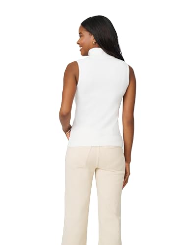 Image of Cable & Gauge Sleeveless Turtleneck Sweater - Chic Mock Neck Tank Top, Perfect for Layering & Year-Round Wardrobe Essentials